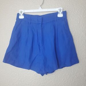 H&M‎ blue shorts women size 6 LINEN/LIN MÉLANGÉ BLEND high waist